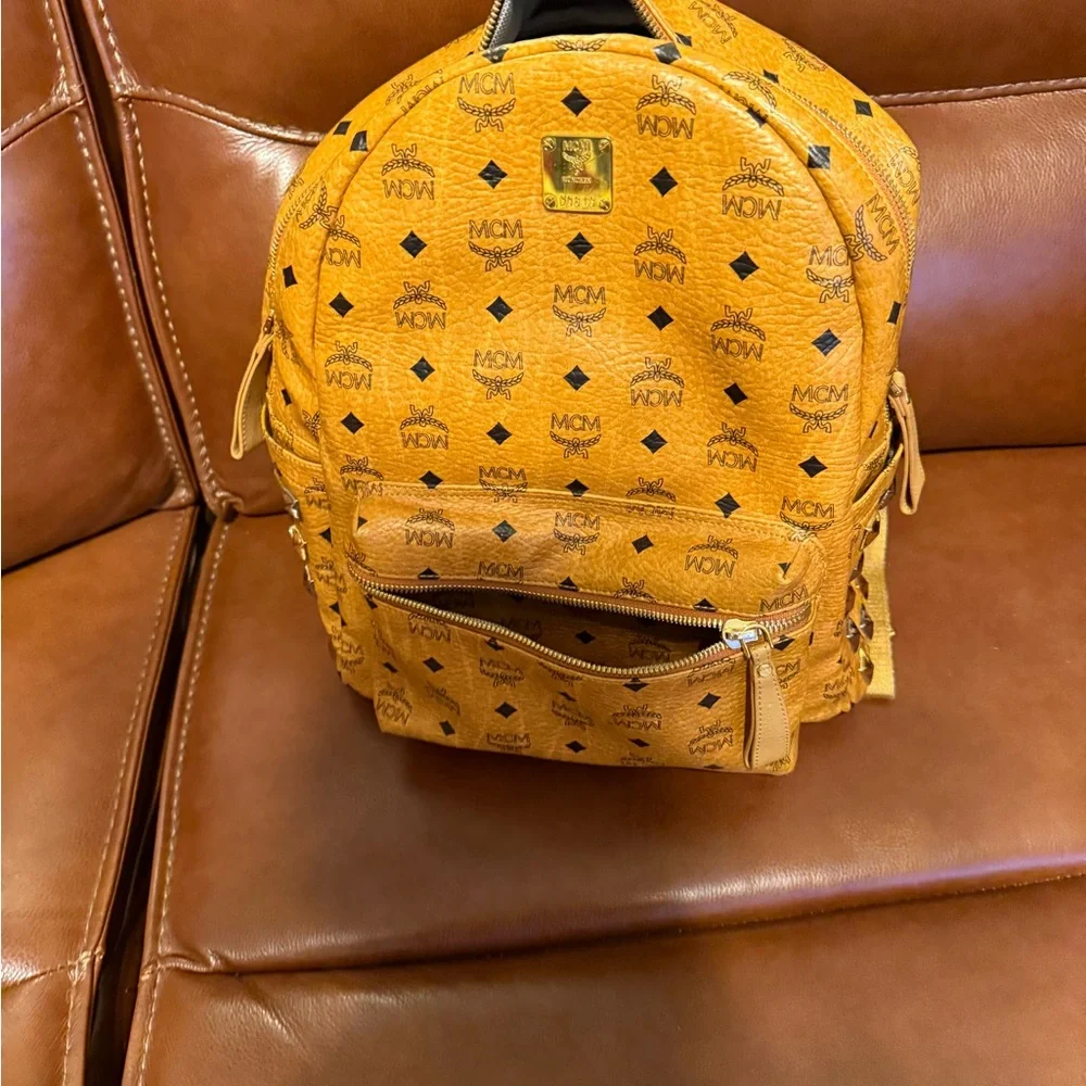 MCM Cognac Backpack with Black Accents - Picture 1 of 5
